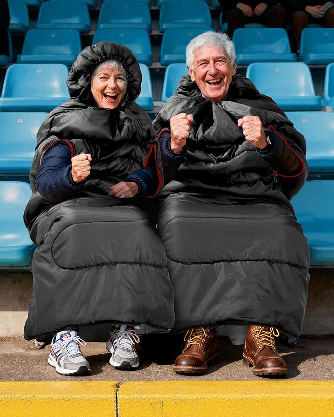 Sportneer Wearable Sleeping Bag for Adults &amp Kids – Walkable with Arm Zippers Warm Weather &amp Cold Waterproof Compact for Camping Stadiums Travel Backpacking &amp Car Use