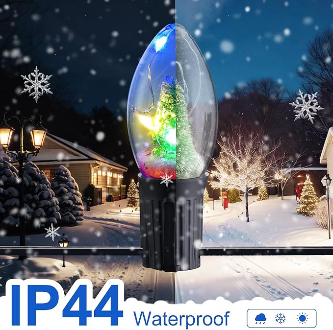 C9 Christmas Pathway String Lights with 20 Christmas Tree Light Bulb Decor- 24.5ft LED Christmas Path Marker Light with 20 Stakes Connectable Outdoor Walkway Lights for Xmas Lawn Yard Garden(20 Light)