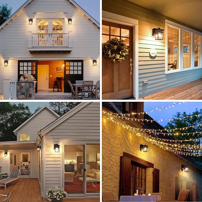 Dusk to Dawn Outdoor Wall Lighting with OutletPorch Light with GFCI Outlet Built inAnti-Rust Alunmium Wall Lantern with Clear Glass ShadeOutdoor Light for House Garage Bulb Included(Brown)