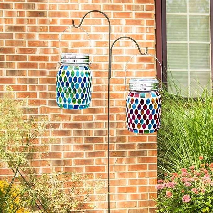 Mosaic Lights Solar Outdoor Hanging Lanterns Garden Decor Christmas Gifts for Women Mom Grandma Halloween Decor Lights Outdoor Waterproof Lights GardenPatioPathway &amp Yard Décor