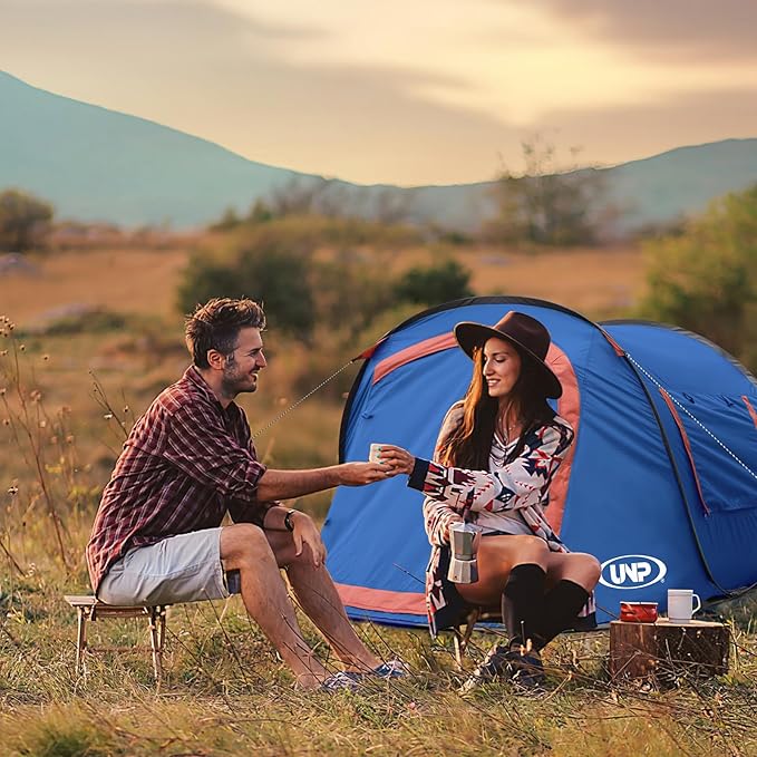 Pop-up Tent2 Person Camping TentInstant Portable Beach TentEasy Pop Up Shade Tents 2 Doors for Camping Hiking &amp Traveling with Carrying Bag