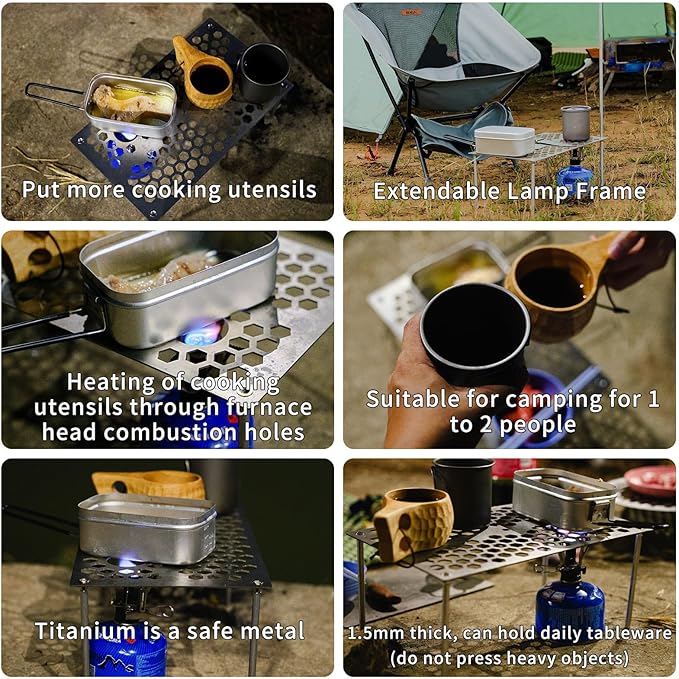 BT200 Ultralight Camping Table Titanium 2-in-1 Folding Design Lightweight and Portable Ultralight Backpacking Table for Solo Camping