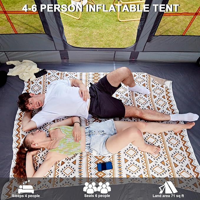 Inflatable Tents for CampingEasy Blow Up Tent with Hand Pump4 Seasons Waterproof Air Inflatable Camping Tent House for Family Weekend Camping