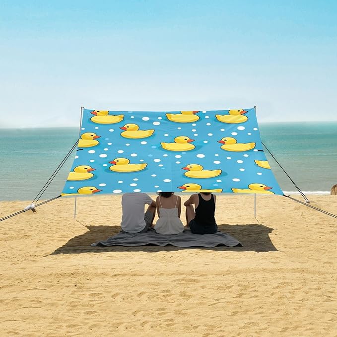Cute Yellow DuckCamping Sun Shelters 9.2 x 10.5 FT Beach Canopy Tent Sun Shade with Carrying Bag for Camping Trips Fishing Backyard Fun or Picnics 21341703