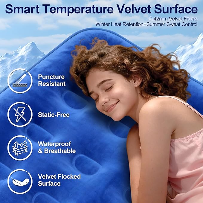 Air Mattress Full with Built in Pump10’’ Blow up Mattress for Adults 650 LBS Portable Air BedCamping Inflatable Mattress for Guest Camping Home &amp Travel Carry Bag Included