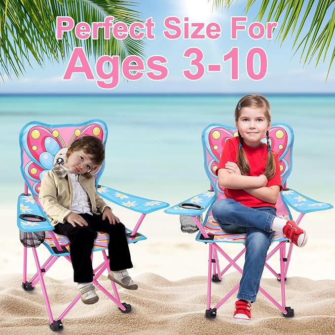 KABOER Kids Outdoor Folding Lawn and Camping Chair with Cup Holder and Carrying Bag Children's Camping Chairs