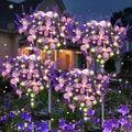 Solar Garden Lights Outdoor 4 Pack Purple Lavender Solar Butterfly Lights Gardening Gifts for Women Artificial Flower with Butterfly Purple Garden Decor for Lawn Patio-Warm White
