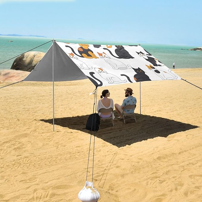 Cat Camping Sun Shelter Beach Tent Portable Beach Sun Shade Outdoor Canopy for Camping Trips Fishing Picnic