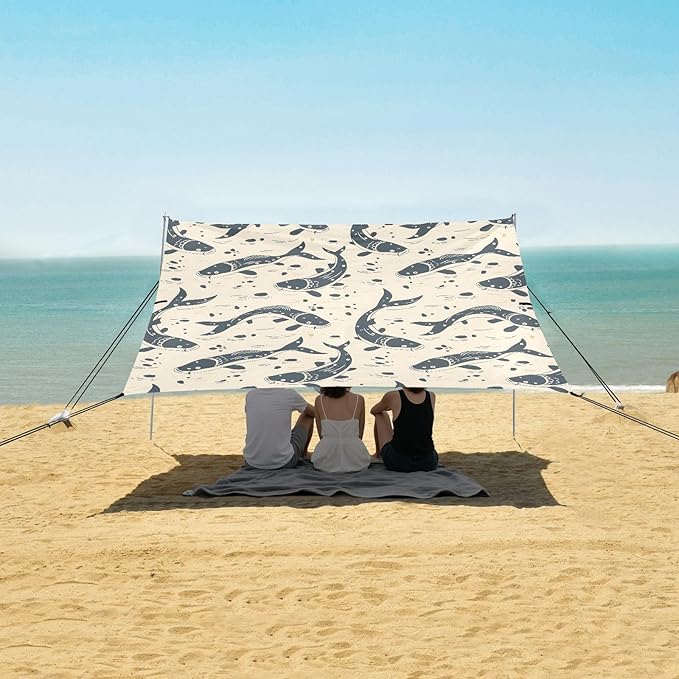 Camping Sun Shelters Funny Black Catfish Beach Canopy 126 * 110.2in