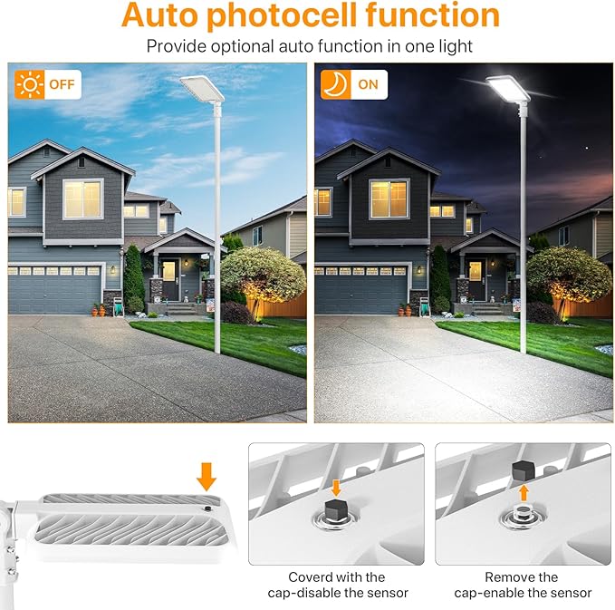 300W LED Parking Lot Light 45000LM Commercial Lighting with Slip Fitter Mount 150LM/W IP65 5000K Dusk to Dawn Sensor Pole Light Outdoor for Driveway Street(White)