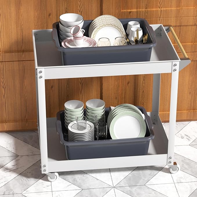 12-Pack Bus Box Commercial 13 L Dishpan Tub for Restaurant Gray Plastic Bus Tubs