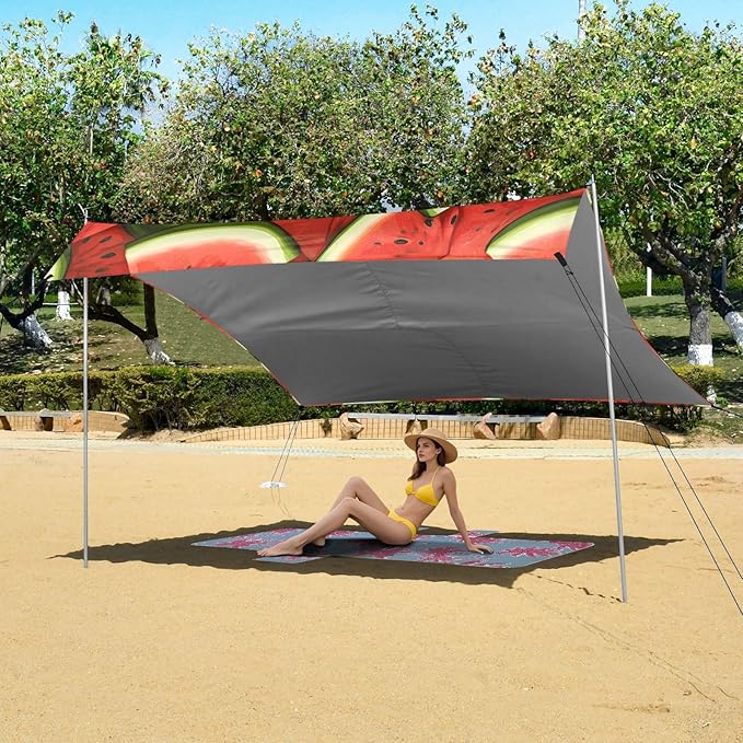 Beach Tent Sun Shelter Summer Watermelon Lightweight &amp Easy Setup Beach Shade Canopy for Camping Fishing
