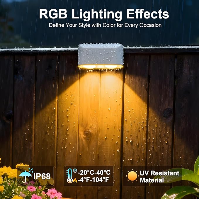 Outdoor Deck Lights 8 Lights Smart Fence Lights Compatible with Alexa &amp Google Home IP65 LED Patio Deck Lighting with Remote Fence Lighting Music Sync for Patio Yard Garden(52.4ft)