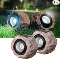 2 Pack Solar Rock Lights Outdoor Angle Adjustable Solar Lights Outdoor Waterproof LED Solar Garden Lights Auto On/Off Landscape Lighting for Yard Pathway Patio Flower Bed - White Glow (Stone Brown)