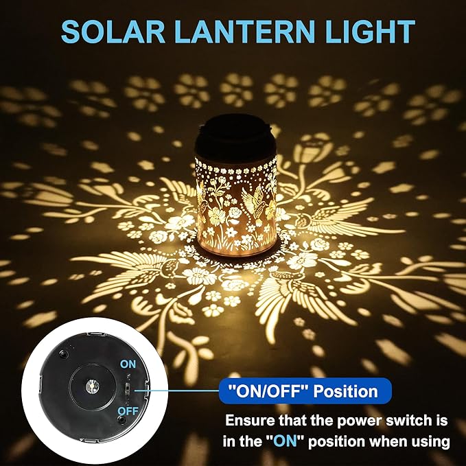 Solar Lanterns Outdoor WaterproofHummingbird Solar Lantern Gift for Women Girl Mom GrandmaValentine GiftsMetal Hanging Solar Lantern for YardGardenPorch Landscape Deconrations-2 Pack