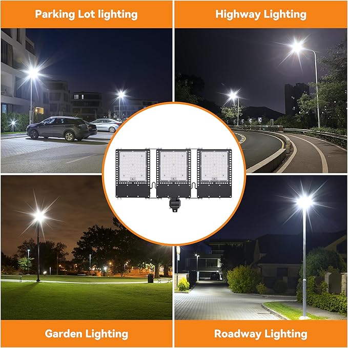 2025 New Upgraded 300W Dusk to Dawn LED Parking Lot Light 45000lm 5000K ETL IP67 Waterproof Adjustable 3-Head Street Lights Outdoor Pole &amp Wall-Mounted Security Flood Lights for Yard