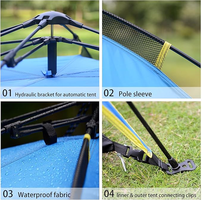 Wind tour Automatic Tent Waterproof Double-Layer pop-up Hydraulic Tent Outdoor Picnic Camping