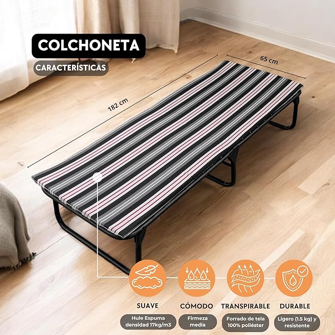 Plastic Polyester Canvas Cot with Foam Rubber Mat 3 cm (Mod KSL-H)