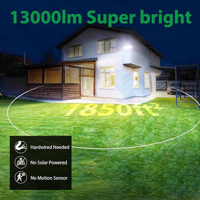 iMaihom 130W Dusk to Dawn Outdoor Lighting13000LM LED Flood Lights Outdoor 3 Adjustable Heads Security Lights with Photocell IP65 Waterproof 6500K Flood Light for Yard Garage Patio