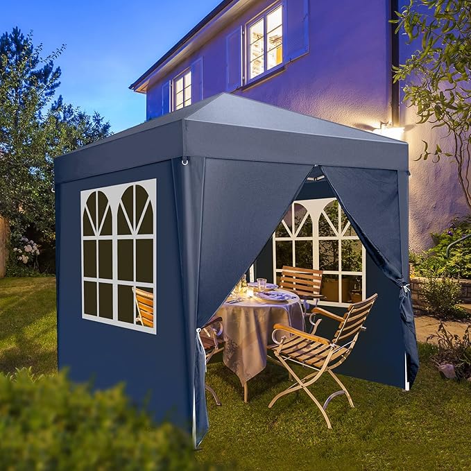 2 x 2m Two Doors &amp Two Windows Practical Waterproof Right-Angle Folding Tent Blue