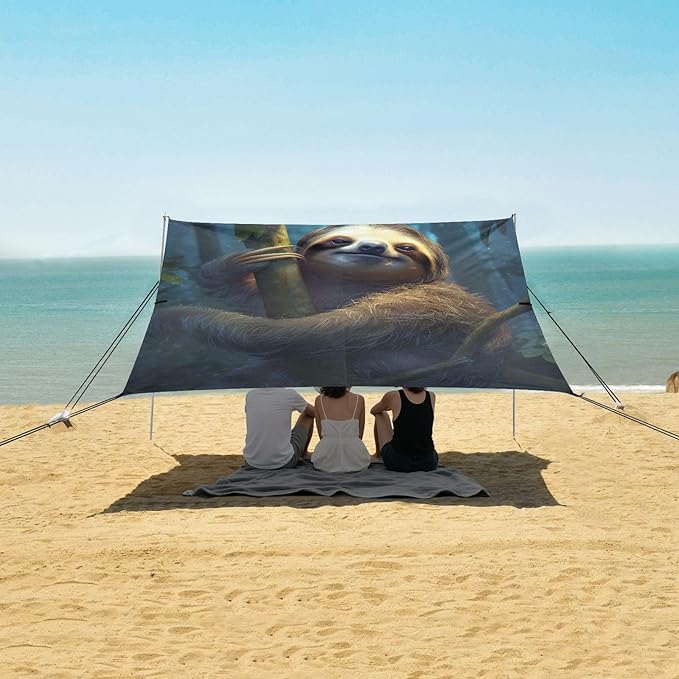 Beach Tent Sun Shelter Sloth Holding The Tree Lightweight &amp Easy Setup Beach Shade Canopy for Camping Fishing