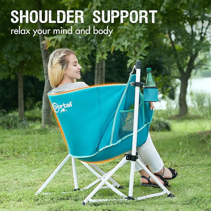 Portal Hammock Camping Chair Folding Rocking Chair Portable Swinging Chair with Cup Holder for Outdoor Lawn Backyard Patio Car Camp Sports ConcertsSupport 350 lbs Blue