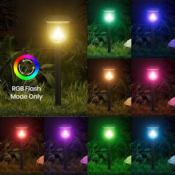 AOSEA Christmas Solar Pathway Lights Outdoor Waterproof Solar Powered Garden Lights Christmas Decor Garden Lighting for Yard Patio Landscape Pathway (RGB Flash Mode Only 10 Pack)