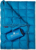 Get Out Gear Double Puffy Camping Blanket - Extra Puffy Packable Lightweight and Warm | Ideal for Outdoors Travel Stadium Festivals Beach Hammock | Water-Resistant Camp Quilt (Teal Blue/Gray)