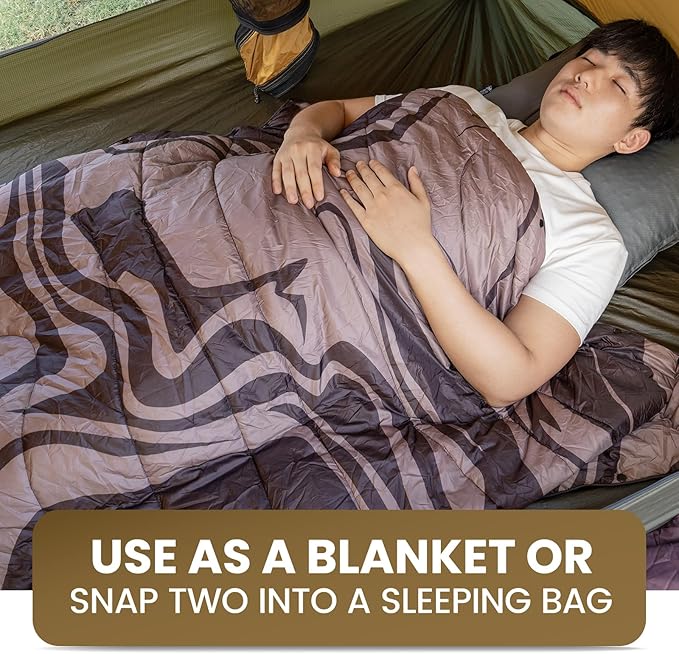 ONETIGRIS Ultralight Camping Blanket Packable Puffy Quilt Puffy Printed Camping Blanket with Snap Buttons &amp Corner Loops for Backpacking Hiking &amp Travel