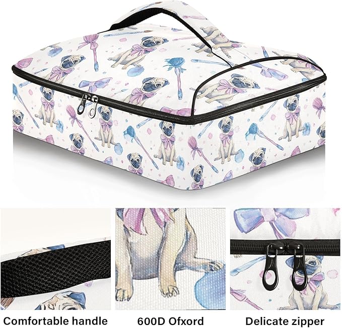 Casserole Carrier Cartoon Dog PatternInsulated Casserole Carrier for Hot or Cold Food Thermal Lunch Tote for Potluck Parties Picnic Beach Fits 9 x 13 Inches Baking Dish