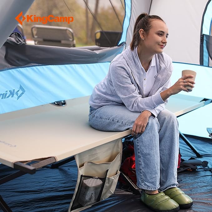 Kingcamp Camping Cot Portable Sleeping Cot for Adults Heavy Duty 81x 30 Oversized Camp Cots with Pocket Folding Outdoor Camping Bed for Travel Camp Beach HikeOutdoor and Indoor Use(Black)