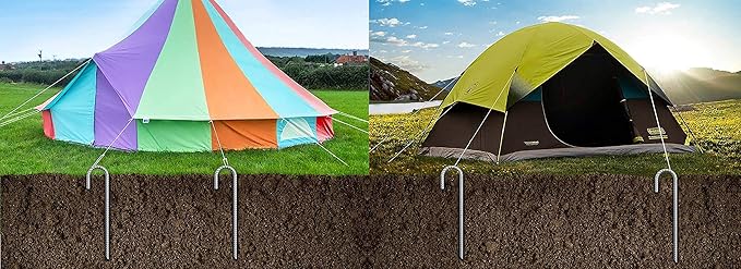 12 Pack 16 Ground Rebar Stakes Heavy Duty J Hook Ground Anchors Curved Steel Plant Support Garden Stake Anti Rust Galvanized Ground Stakes