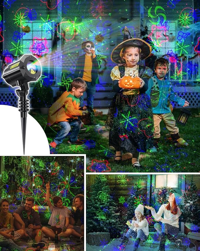Poeland Christmas Moving Laser Lights Garden Projector Lights 30 Patterns Decorative Lights for Indoor Outdoor Home Garden