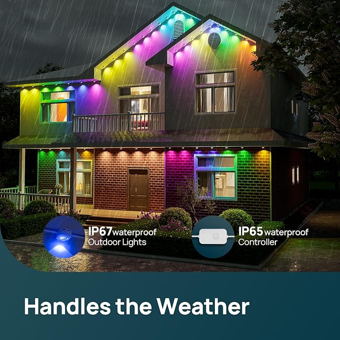Linkind Permanent Outdoor Lights HP5 100ft Smart AI RGBTW LED Outdoor Lights for ST Patricks Day Lights 85 Scenes Modes IP67 Waterproof Works with AlexaGoogle Assistant