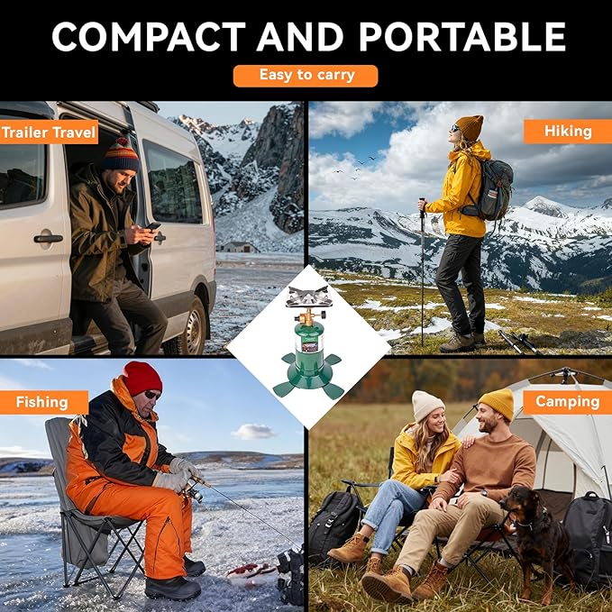 KOMAN Camping Propane StovePortable Camping Stove Backpacking Stove Propane Camping Stove10000BTU Single Burner Propane Stove for Outdoor CookingFuel by 16 Oz Propane Cylinder (Fuel not Included)