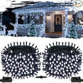 2-Pack Connectable Christmas Lights Outdoor Total 164FT 400LED Christmas String Lights Waterproof with 8 Modes &amp Timer Green Wire Twinkle Lights for Xmas Tree Decorations Outdoor Indoor Cool Wh