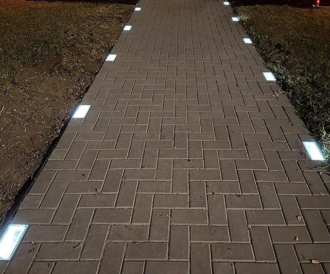 Drart Solar Paver Lights 4x8 Inch IP67 Waterproof Recessed Brick Pathway Lighting Outdoor for Driveway Walkways Patio Garden Pavers Yard (2700K/4500K/6000K 2 Pack)