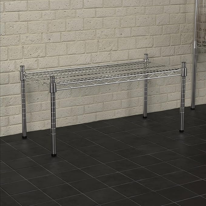 14 x 30 NSF Chrome Wire Stationary Dunnage Storage Rack with 14 Posts Ideal for Commercial Kitchen Home Garage Warehouse Shelters