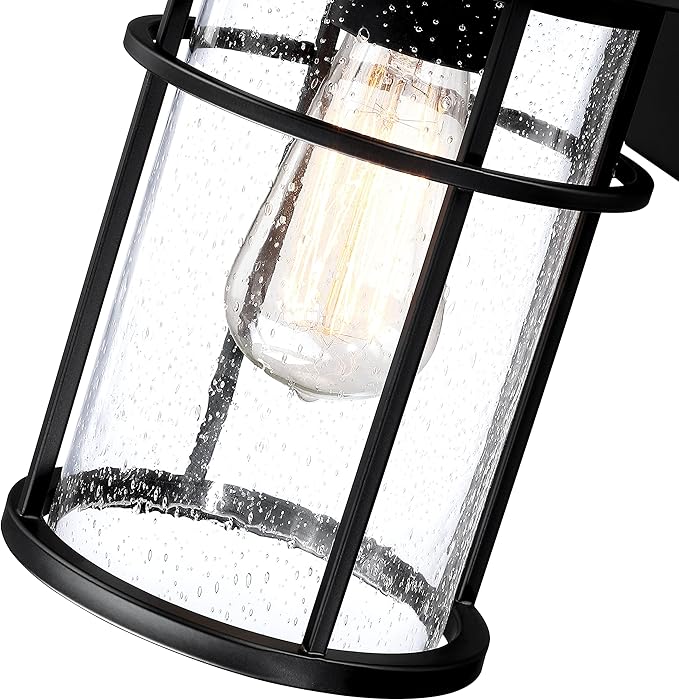 Outdoor Lights for House Exterior Light Fixture Waterproof Outdoor Wall Sconce Lights Anti-Rust Black Wall Mount Lighting with Seeded Glass Shade E26 Socket Lantern for Outside Front Porch Patio