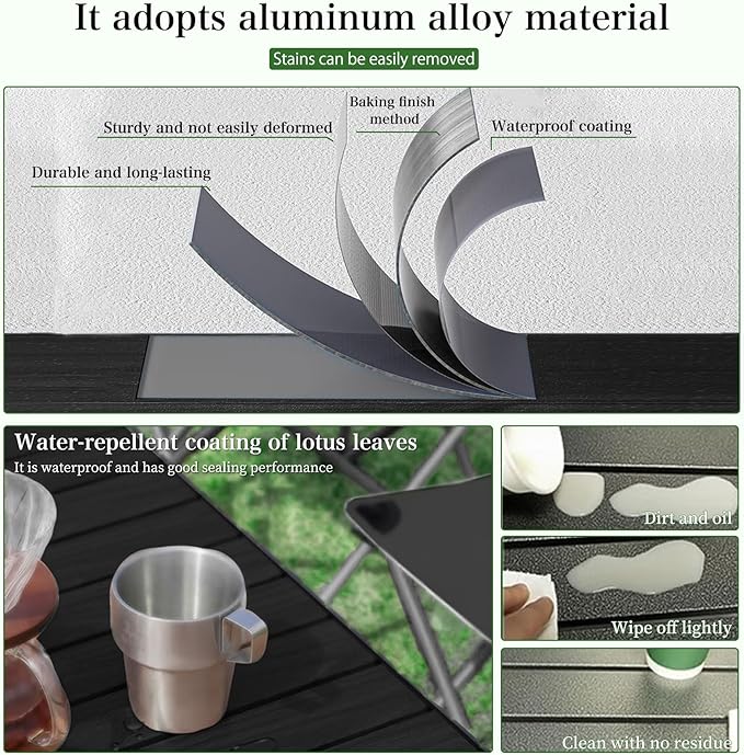 Adjustable Height Aluminum Folding Camping TableFolding Grill Tablefor Outdoor Camping Beach BBQ Patio and Picnic Durable &amp Waterproof with Carrying Bag (Trumpet)