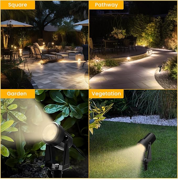 Svater 4 Pack Landscape Lighting Low VoltageOutdoor Spotlights with Transformer Plug in LED Spot Lights for Yard BackyardHouse 12V 3000K Warm White IP65 Waterproof