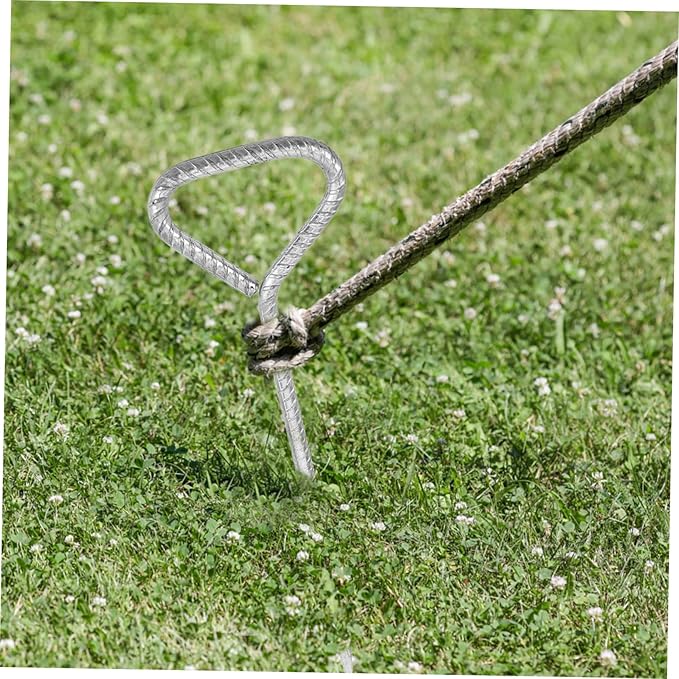 4Pcs Heavy Duty Steel Tent Stakes Galvanized Metal Camping Pegs for Tents Durable Outdoor Ground Nails for Camping Weddings and Various Outdoor Activities