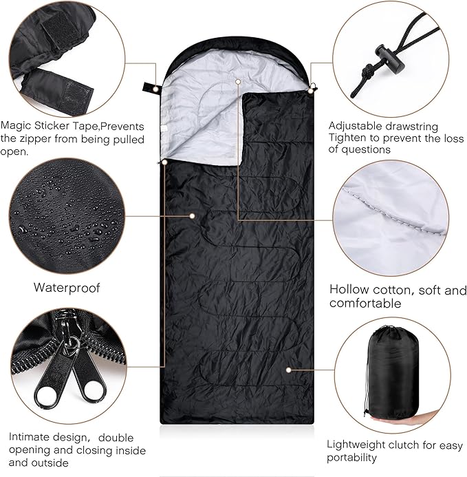 Tranqun 5 Packs Sleeping Bags for Homeless 5 Winter Beanies 5 Gloves Adults 0 Degree Camping Sleeping Bag Waterproof Lightweight for Donation Shelter