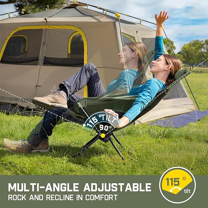 FanttikOutdoor Zeta L8 Max Camping Chair Portable &amp Lightweight Multi-Angle Adjustable Supports up to 250 lbs Comfort-Driven Design High Strength Camping Chair for Travel Hiking Fishing Gr