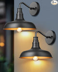 DEWENWILS 2 Pack Outdoor Wall Light Gooseneck Barn Light Fixture Black Matte Wall Mount Lantern Farmhouse Outside Wall Sconce Exterior Porch Light for House Frontdoor Entryway Garage
