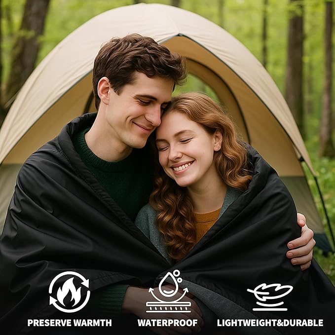 EULANT Large Wearable Camping Blanket with Crystal Velvet LiningWaterproof Windproof Warm Outdoor Camping Blanket