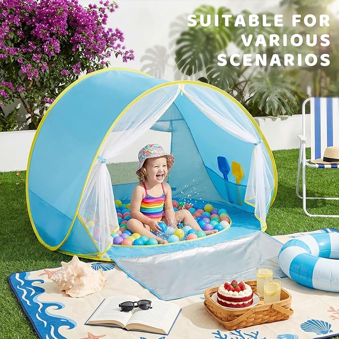 Baby Beach Tent Pop Up Play Tent for Infants UV Protection Sun Shelter for Toddlers Infant Portable Sun Shade
