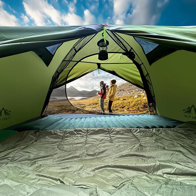 Night Cat 2-Persons Backpacking Tent: Waterproof Lightweight Camping Tent for Two People Hiking Outdoor Mountain with Aluminum Poles and Rainfly Green