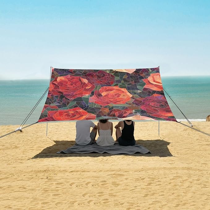 Beach Tent Sun Shelter Blocks Roses Lightweight &amp Easy Setup Beach Shade Canopy for Camping Fishing