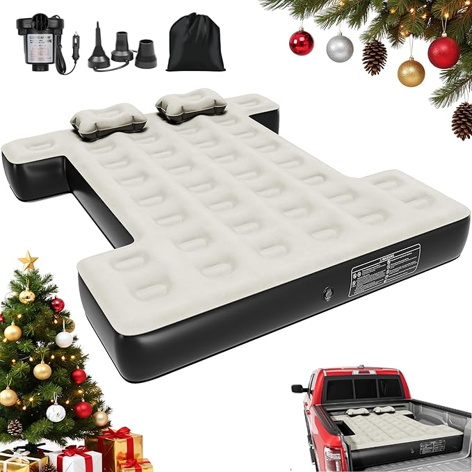 YITAHOME Truck Bed Air Mattress for 5.5-5.8 ft Short Beds Portable Inflatable Car Camping Mattress with Pump Pillows &amp Carry Bag for Travel Outdoor &amp Road Trips Black &amp Gray